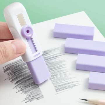 M&G Erasers: Cute Soft Sliding Retractable - 4+1 Pack