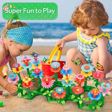 YEEBAY Flower Garden Building Toys for Girls Age 3, 4, 5, 6, 7 Year Old - STEM Gardening Pretend Toys for Kids - Stacking Game for Toddlers Play Set - Educational Activity for Preschool (148 PCS)