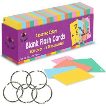 Star Right Assorted Colored Blank Flash Cards for Study Prep