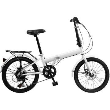 20-inch Foldable Bike Folding Bicycle with 7-Gear Transmission, Front and Rear Disc Brakes Bicycle Made of Aluminum Alloy Folding Bike Suitable for Men Riding, Women Riding