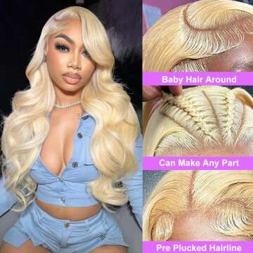 Cukoke 13x4 Blonde Lace Front Wigs Human Hair 613 Front Wig Human Hair 180% Density Body Wave Lace Front Wigs Human Hair Pre Plucked 24 inch 613 Frontal Wig Human Hair Glueless Wigs Human Hair