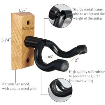 Onmiwod Guitar Wall Mounts - Ash Hardwood Holders