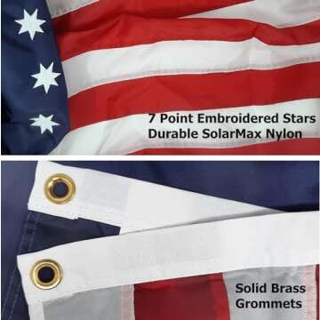 Made in USA Flags Co - 3x5 Bennington 1776 Flag - All Weather SolarMax Nylon 1766 American Flag with Sewn Stripes & Embroidered Stars -FMAA Certified, US Made