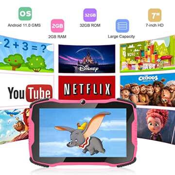 Tablet for Kids 7 Kids Tablet for Toddlers Tablet with Case Included, Kids Learning Tablet with Wi-Fi Dual Camera 2GB 32GB, Tablet Kids Parental Controls,Shock Proof Children Tablet for Boy Girls