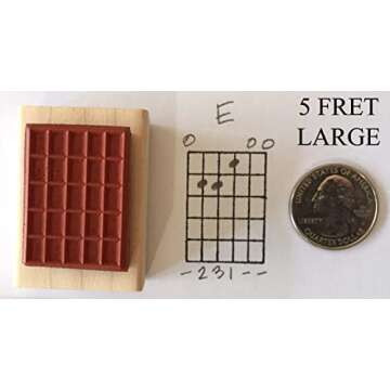 Stampola™ Guitar Chord Stamp Set - 2 Fretboard Rubber Stamps (5-Fret Large and 5-Fret Mini)