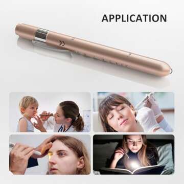 CAVN Pen Light with Pupil Gauge LED Penlight for Nurses Doctors, 2 Pcs Reusable Medical Penlight for Nursing Students (Rose Gold/White)