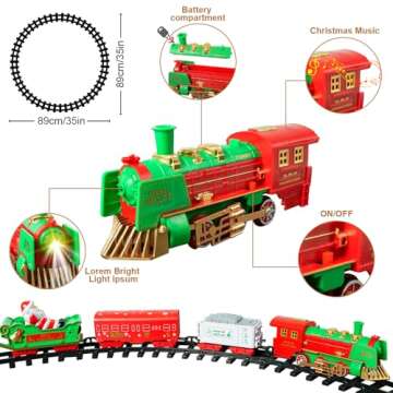 VATOS Hanging Christmas Train Set - Christmas Train Toy with Light & Sound for Boys Girls, Train Toy Set Around Under The Christmas Tree, Best Christmas Decoration Indoor for Families