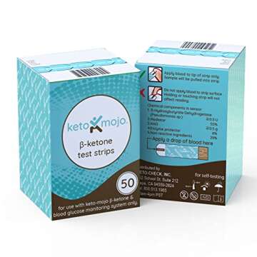 Keto-Mojo 50 Blood Ketone Test Strips, Precision Measurement for Diabetes & Low-Carb Weight Loss, Monitor Your Diabetic & Ketogenic Diet for Nutritional Ketosis, Strips Work Only in Keto-Mojo Meters