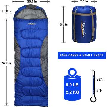 0 Degree Winter Sleeping Bags for Camping Adults