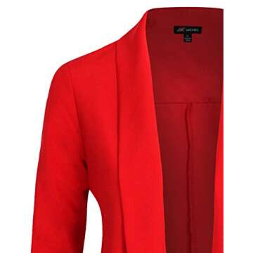 Michel Womens 3/4 Sleeve Lightweight Open Front Blazer Business Casual Work Office Cardigan Jacket with Plus Size RED S