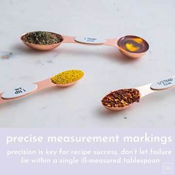 Magnetic Measuring Spoons Set - Stainless Steel Measuring Spoons - Magnetic Measuring Spoon Set,Copper Measuring Spoons Magnetic,Cute Measuring Spoons for Cooking & Baking - Copper Kitchen Accessories