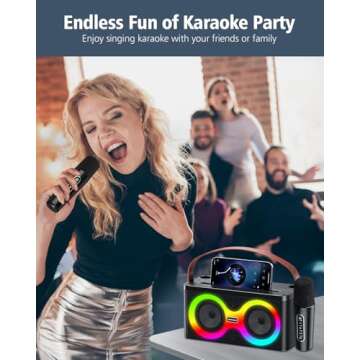 Karaoke Machine for Adults & Kids,Karaoke Speaker with 2 Karaoke Microphone,Portable Karaoke Machine with PA System Support TWS/AUX/USB/REC/TF Card for Family Party