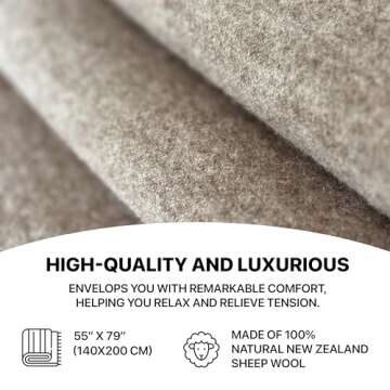 Cozy Blankets | Wool Blanket/Throw | 100% New Zealand Wool | Perfect for Home and Outdoors | Virgin Wool Blanket with Fringes 55"x79"(140 x 200 cm) (Peanut Brown)