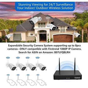 Security Camera System Wireless,Firstrend 1080P 8CH Wireless Home Security Systems with 4 pcs 2MP Full HD Cameras