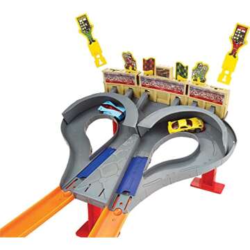 Hot Wheels Toy Car Track Set Super Speed Blastway Playset, Dual-Track Racing for 1 or 2 Players, Includes 1:64 Scale Car