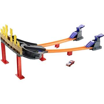 Hot Wheels Toy Car Track Set Super Speed Blastway Playset, Dual-Track Racing for 1 or 2 Players, Includes 1:64 Scale Car