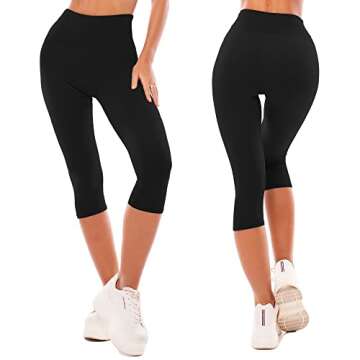 SINOPHANT High Waisted Leggings for Women - Full Length Capri Buttery Soft Yoga Pants for Workout Athletic(Capri Black,S-M)