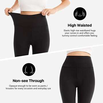 SINOPHANT High Waisted Leggings for Women - Full Length Capri Buttery Soft Yoga Pants for Workout Athletic(Capri Black,S-M)