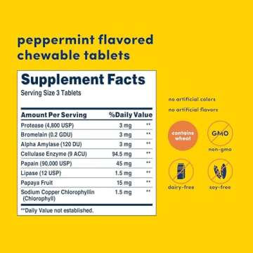 American Health Super Papaya Enzyme Plus Chewable Tablets, Natural Papaya Flavor - Promotes Digestion & Nutrient Absorption, Contains Papain & Other Enzymes - 360 Count