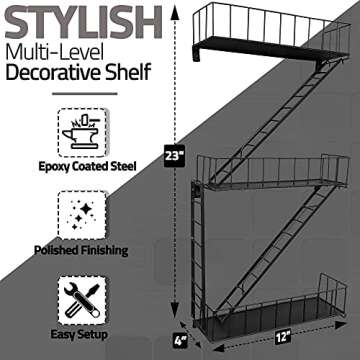 Beyond Basic Fire Escape Shelf - Versatile New York Inspired Modern Floating Hanging Wall Shelves Make a Great Action Figure or Planter Prepare to Receive Compliments for This Shelf