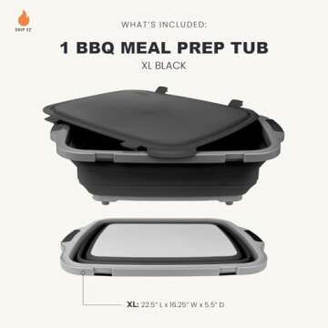 Drip EZ Collapsible BBQ Prep Tub V2 - XL Meal Prep & Marinating