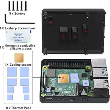 Miuzei Raspberry Pi 4 Aluminium Case with Cooling