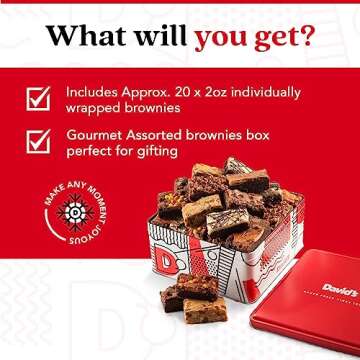 Indulge in David's Cookies Assorted Brownies Gift Tin - 20 Gourmet Slices