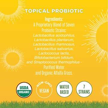 Topical Probiotic Liquid USDA Organic Topical Probiotics for Digestive Health Lactobacillus Acidophilus Probiotic Gut Health & Immune Support Supplement Vegan Non-GMO Gluten Free 4 Fl Oz