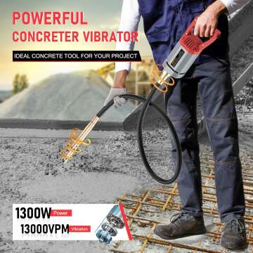 Powerful 1300W Concrete Vibrator with 6.6 FT Rod