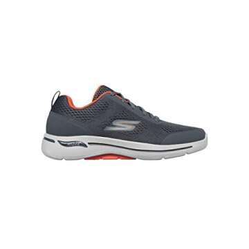 Skechers Men's Gowalk Arch Fit-Athletic Workout Walking Shoe with Air Cooled Foam Sneaker, Charcoal/Orange, 11.5 X-Wide