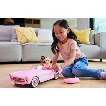 Hot Wheels Barbie RC Corvette from Barbie The Movie - Remote-Control Toy for 2 Dolls