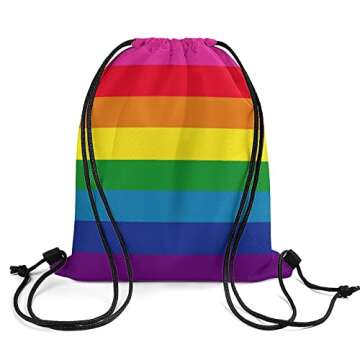 COWDIY Pride Stuff Drawstring Bag, Pride String Backpack Bag with Lightweight & Waterproof Honeycomb Lattice Polyester, Pride Gift Accessories for Gay Lesbian LGBTQ