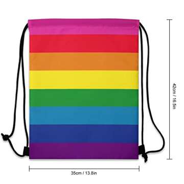 COWDIY Pride Stuff Drawstring Bag, Pride String Backpack Bag with Lightweight & Waterproof Honeycomb Lattice Polyester, Pride Gift Accessories for Gay Lesbian LGBTQ