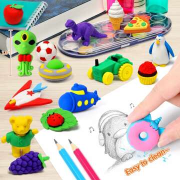 Animal 3D Puzzle Mini Erasers - 70 Pack for Kids