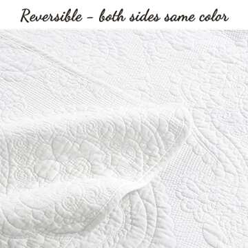 Cozy Line Home Fashions Bailee Matelasse Medallion Solid White 100% Cotton Bedding Quilt Set, Reversible Luxury Chic Bedspread Coverlet (Medallion White, King - 3 Piece)