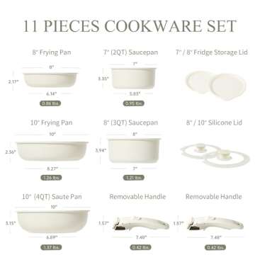 CAROTE 11pcs Non Stick Cookware Set - Oven Safe Induction Ready