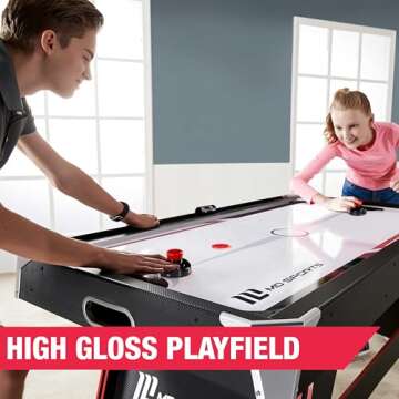 MD Sports 5 Ft. Air Powered Hockey Table with Electronic Scorer and Pusher and Puck Set