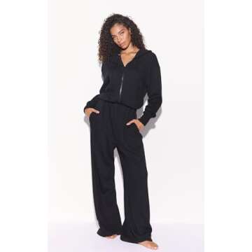 Soft Fleece Black Jumpsuit by RIVET UTILITY - L