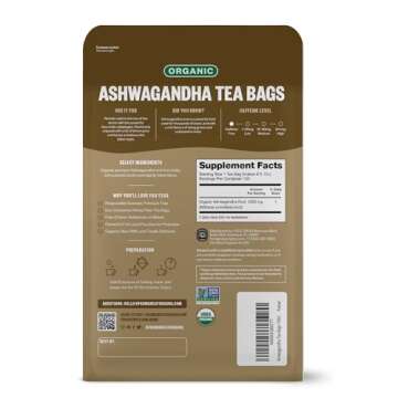 FGO Organic Ashwagandha Tea Bags - 100 Eco-Conscious Count