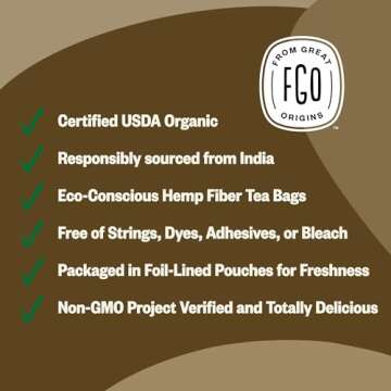 Organic Ashwagandha Tea Bags - 100 Count for Calm