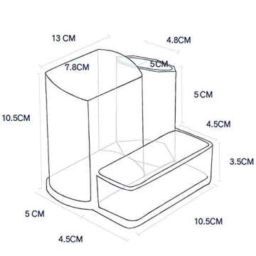 Sooyee Acrylic Desk Supplies Organizer Holder, 3 Compartments Office Desktop Caddy, Multi-function Pen Pencil Cup Phone Remote Control Stationery Storage Box for Home, School, Classroom, Clear