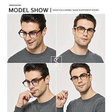 SHEEN KELLY Vintage Square Anti Blue Light Glasses Retro Semi-Rimless Browline Glasses Classic Half Frame Eyewear