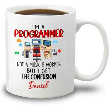 Personalized Programmer Coffee Mug 11 Oz 15 Oz, I'm A Programmer Not A Miracle Worker But I Get The Confusion White Mugs, Programming Chickens Coffee Cup, Coding Mug Gifts for Coder, IT Support Cups