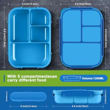 Demiue Leak-Proof Bento Box - 4 Compartments, BPA Free