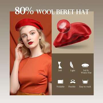 Stylish Jeicy Women's Beret Hats with Silk Scarf Brooch