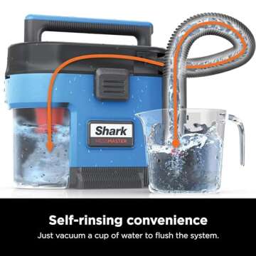 SHARK VS105 MessMaster Portable Wet Dry Vacuum, Small Shop Vac, 1 Gallon Capacity, Corded, Perfect for Pets & Cars, AnyBag Tech, Self-Cleaning, for Tough Wet & Dry Messes, Light Blue (Renewed)