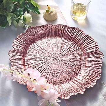 Tiger Chef Charger Plates - Pink Plate Chargers for Dinner Plates - Wedding Décor Place Setting (6, Pink Reef)