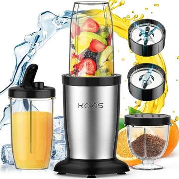 KOIOS Smoothie Blender, 900W Blenders for Kitchen with 27oz No-BPA Portable Bottles and Spout Lids, 3 Modes Personal Mixer Blender for Shakes Smoothies Frozen Drinks, Nutritious Recipe Silver