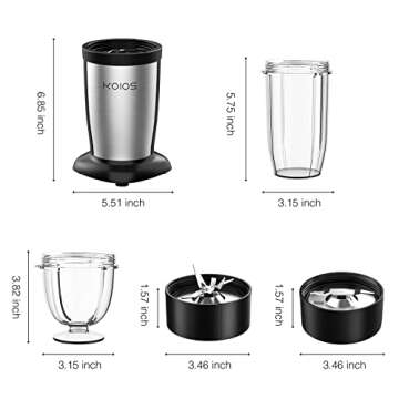 KOIOS Smoothie Blender, 900W Blenders for Kitchen with 27oz No-BPA Portable Bottles and Spout Lids, 3 Modes Personal Mixer Blender for Shakes Smoothies Frozen Drinks, Nutritious Recipe Silver