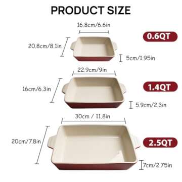 Sweejar Ceramic Bakeware Set, Rectangular Baking Dish for Oven Lasagna Pans for Cooking, Kitchen, Cake Dinner, Banquet and Daily Use, 11.8 x 7.8 x 2.76 Inches of Casserole Dishes (Turquoise)